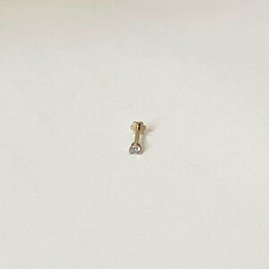 SOLD- 14k Gold & Diamond Flat Back Earring (Single) *Price Firm